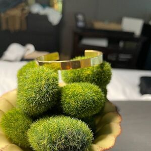 10K Gold Plated Geometric Design Partial Bangle - OS